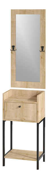 Mobilier hol Aliex 15 (nuc + negru) (cu oglindă)