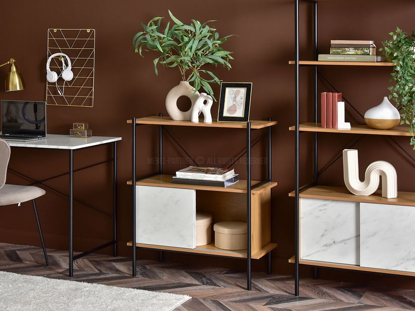 Regál Almasa A2 (biely mramor + čierna)