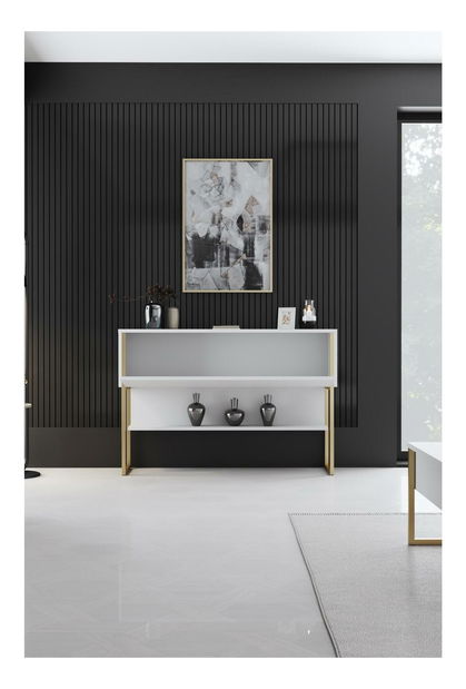 Măsuță consolă Luna 4 (auriu + Alb) 