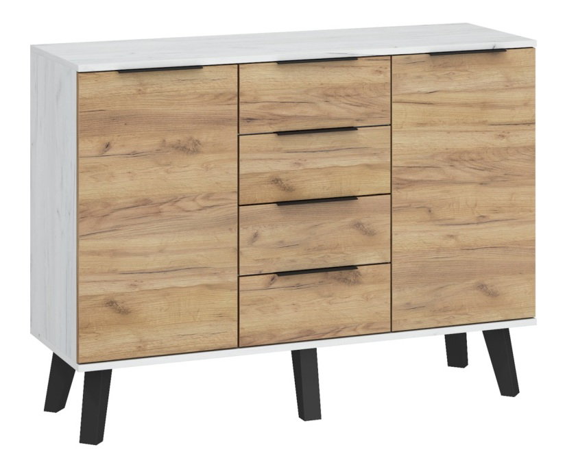 Komoda Shela SVN-02 (craft biely + craft zlatý)