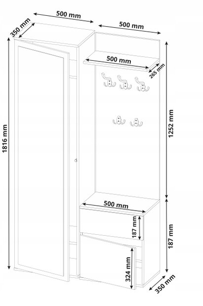 Set mobilier hol Viliana (artizanal) (cu oglindă)