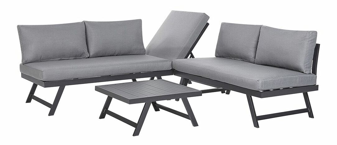 Rohová záhradná pohovka Charlota (sivá)