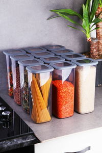 Set recipiente depozitare alimente (12 buc.) Boxy (gri)