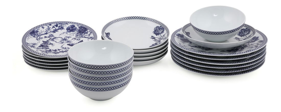 Serviciu de masă (24 buc.) Zaren (Albastru + Alb)