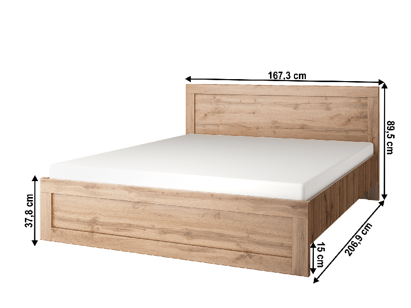 Franciaágy 160 cm Mateo 160 (wotan tölgy)