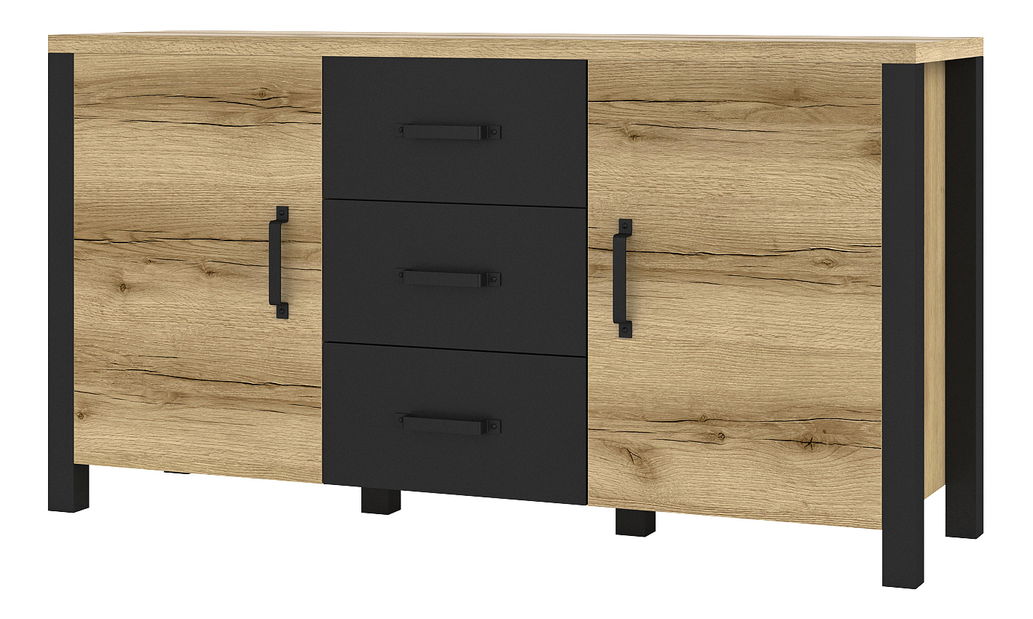 Komoda Oralee Typ 26 (dub grand natural + čierna matná)