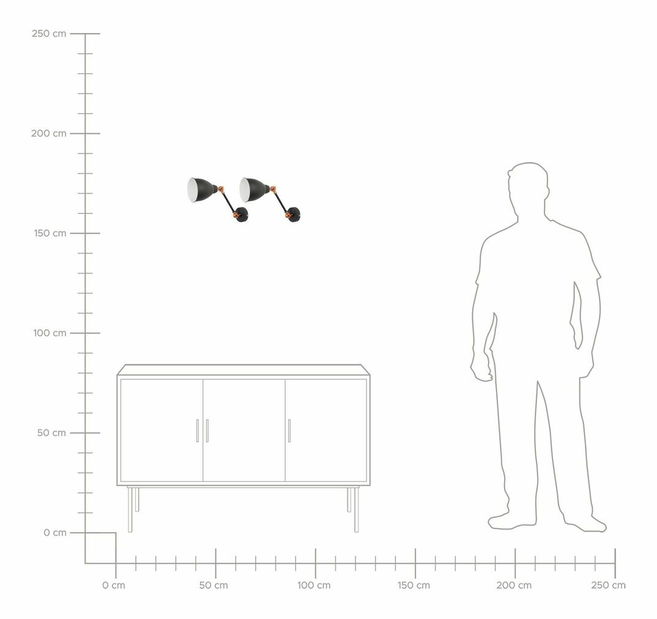 Fali lámpa szett (2 db.) MISSOURI (fém) (fekete)