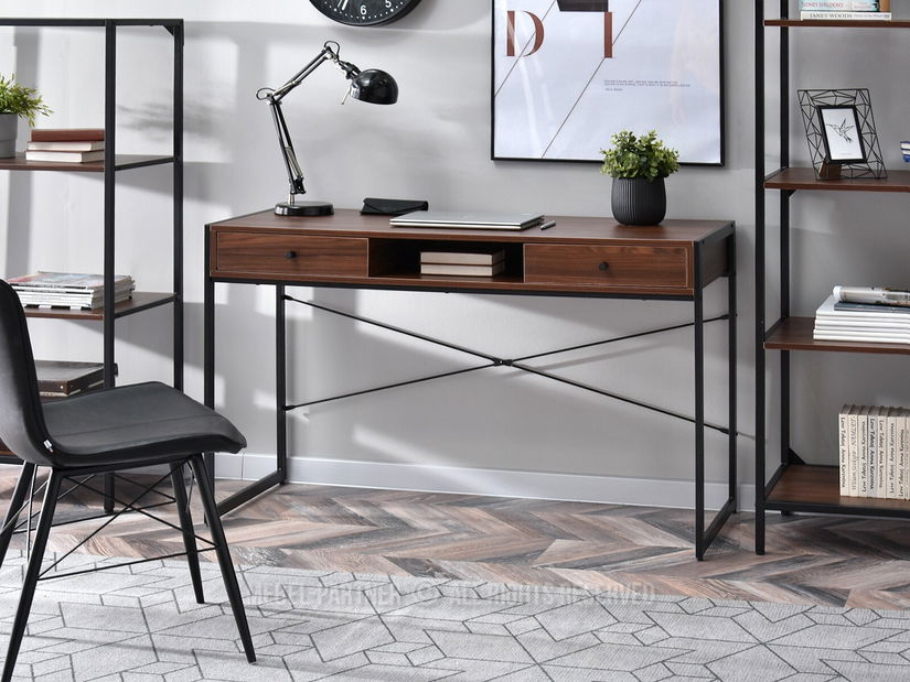 Masă PC Nills (nuc închis + negru)