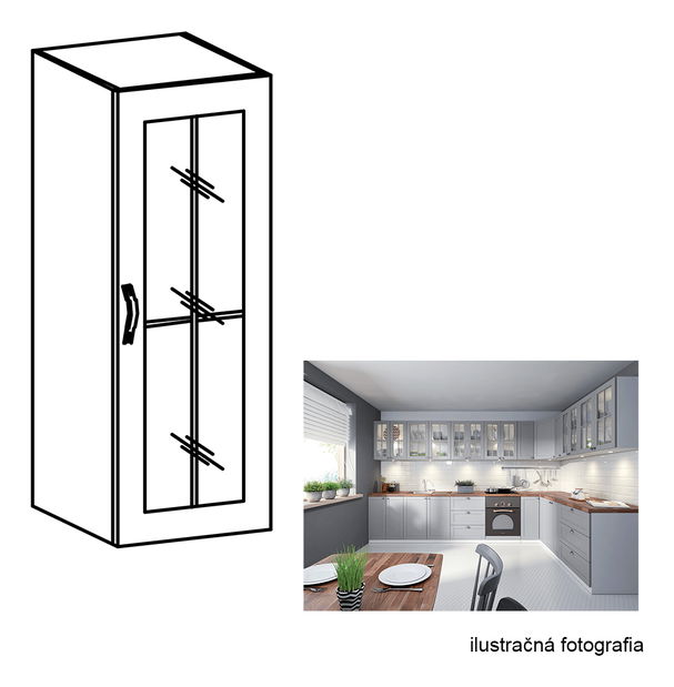 Gornji kuhinjski ormarić W40S Lanaya (bijela + siva mat) (P)