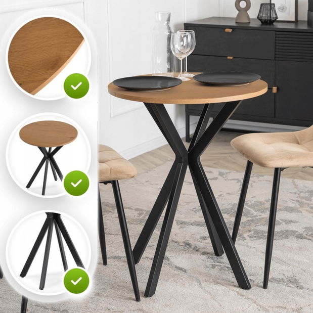 Jedálenský stôl Loren 60 (dub zlatý + čierna) (pre 4 osoby)