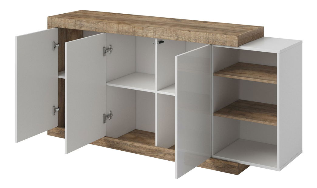 Komoda Sophia Typ 47 (dub samda + biela + lesk biely)