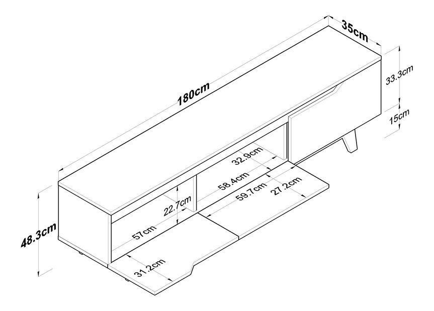 TV stolić/ormarić Damien (bijela + orah svijetli)