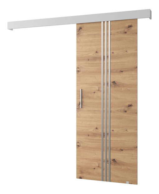 Klizna vrata 90 cm Sharlene V (hrast artisan + bijela mat + srebrna)