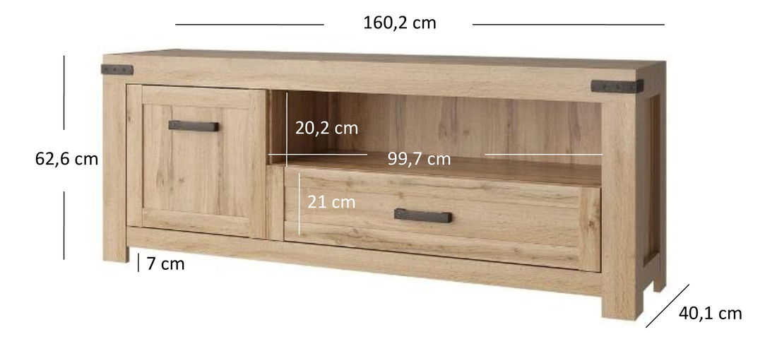 TV stolík/skrinka Mirella (dub wotan) *výpredaj