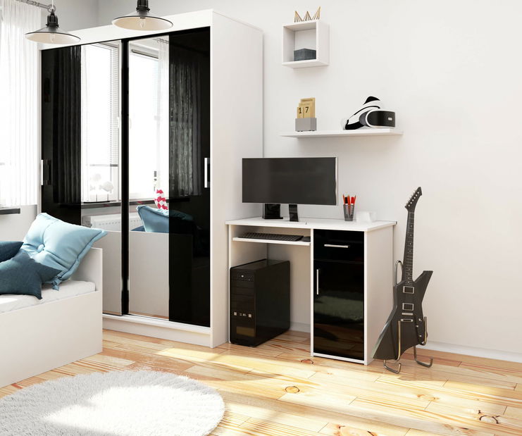 PC stolík Padma (biela + čierny lesk)