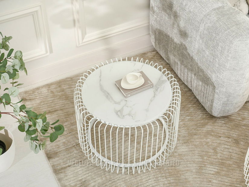 Stolić za kavu Nando (mramor + bijela)