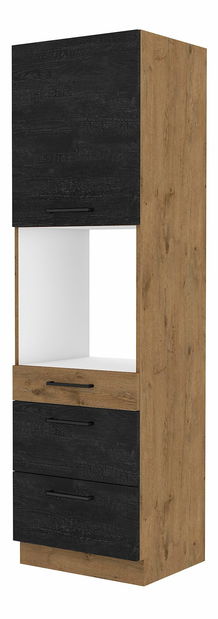 Dulap de bucătărie pentru alimente pentru cuptor Virion 60 DPS 210 3S 1F (Stejar lancelot + lemn închis)