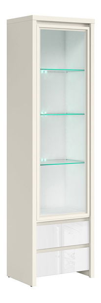 Vitrína BRW Kaspian REG1W2SL (L/P) (biela + lesk biely)