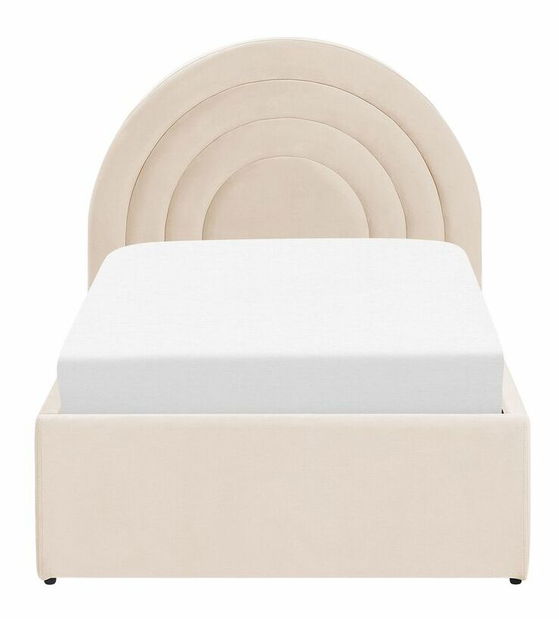 Pat de o persoană 90 cm Annesile (bej) (cu somieră) (cu sp. depozitare)