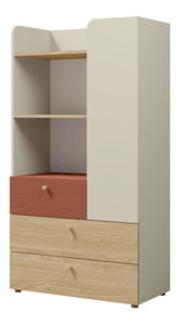 Dulap de haine Yoda 6 (bej deschis + stejar uleios + coral)