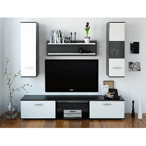 Mobilier living Waldron (negru + alb)