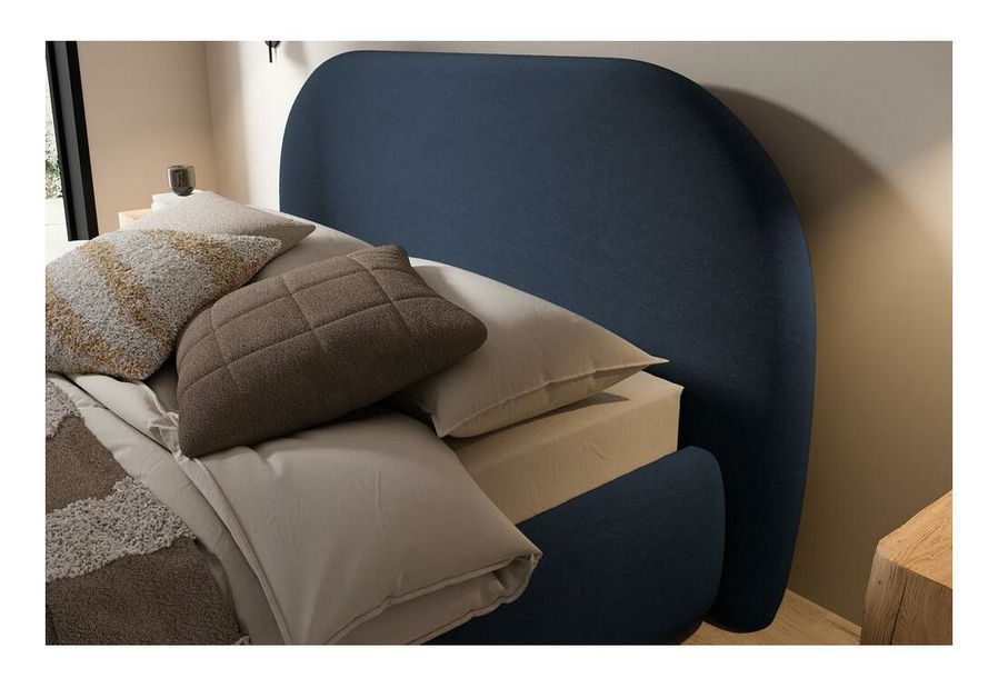 Bračni krevet 180 cm Olivo P (s podnicom) (s prostorom za odlaganje) (plava + crna)