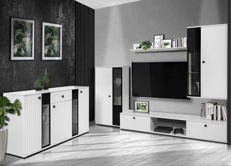 Mobilier living Saul (Alb + Alb) (fără iluminat)
