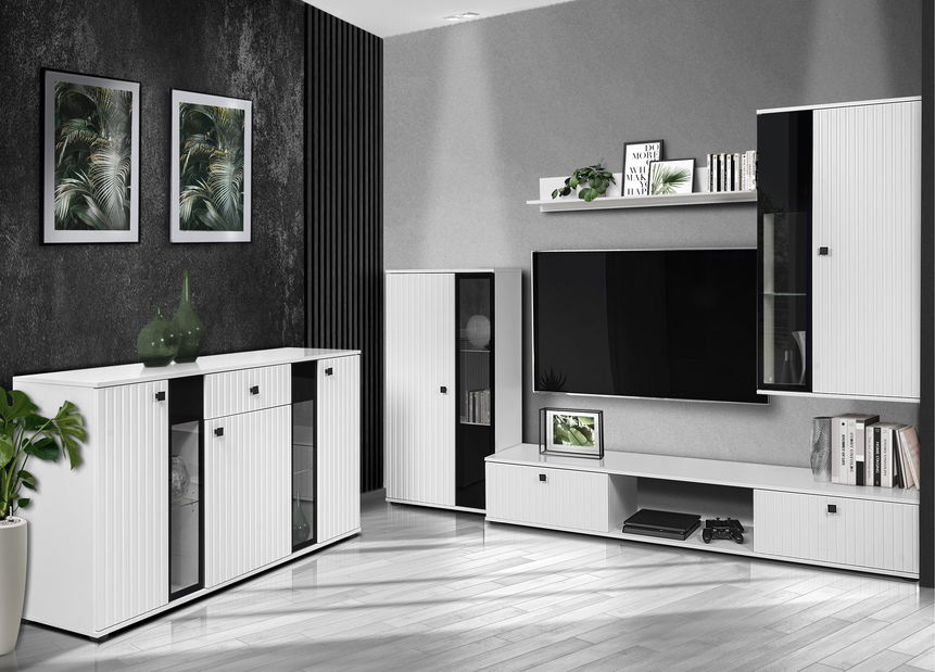 Mobilier living Saul (Alb + Alb) (fără iluminat)