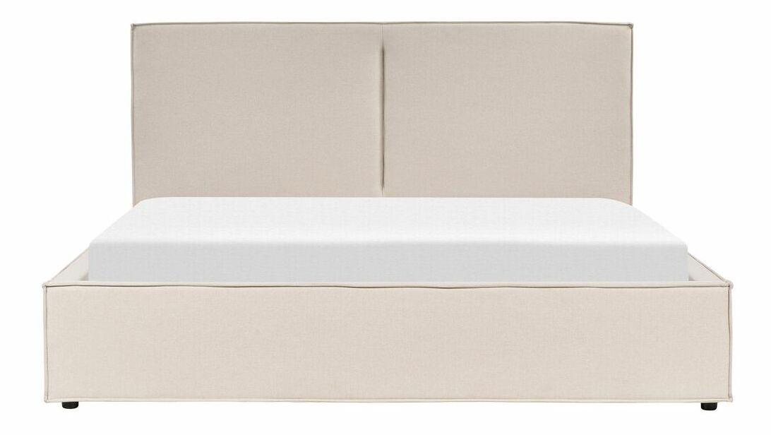 Pat matrimonial 180 cm Moiza (bej) (cu somieră) (cu sp. depozitare)