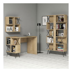 Set mobilier birou Likime 1 (stejar + negru)