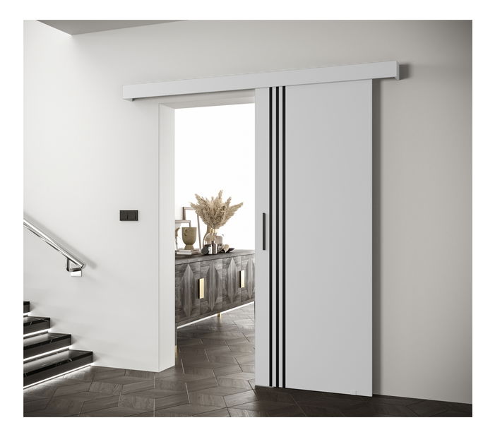 Uși culisante 90 cm Sharlene VI (alb mat + alb mat + negru)