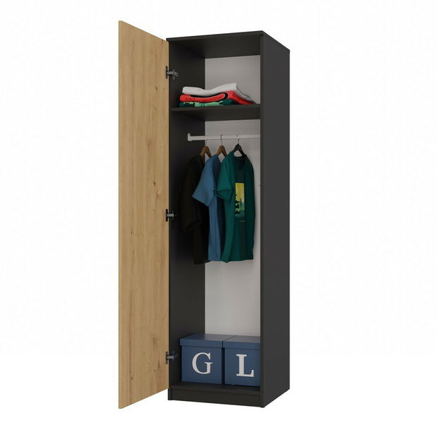 Dulap de haine Musecalo 2 (antracit + stejar artisan)