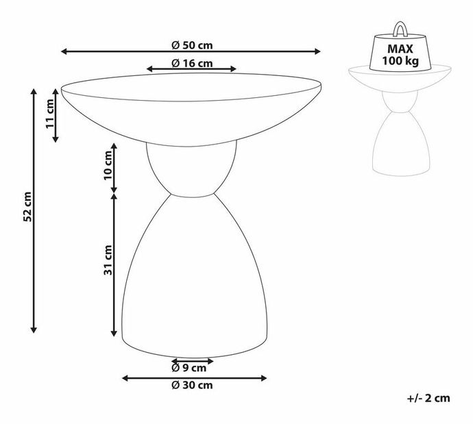 Măsuță laterală de cafea Casper (alb)
