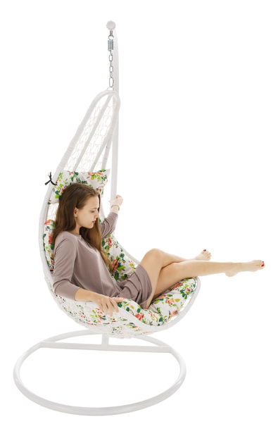 Függő fotel Kolta (fehér + virágmintás)