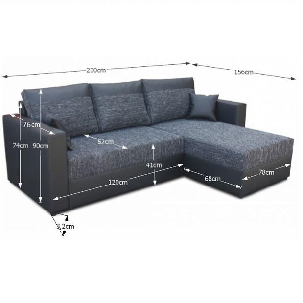 Rohová sedačka Kimber čierna (P)