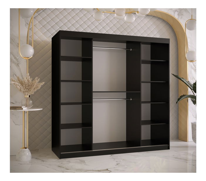 Šatníková skriňa Riven 1 180 (biela matná + čierna matná)