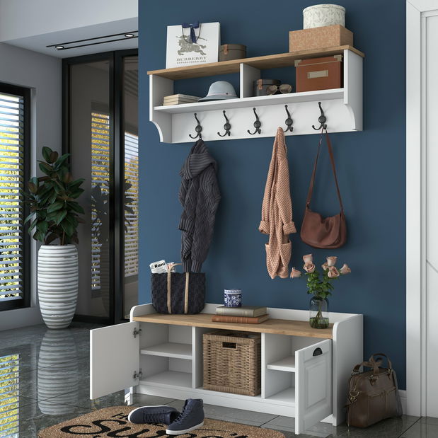 Előszoba szett Pixie 2 (fehér + dió)