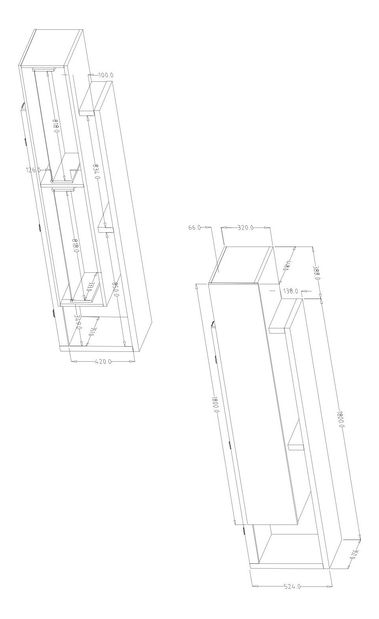 Masă TV Bilsby Typ 40 (stejar ribbec + gri)