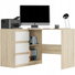 Rohový PC stolík Nolmir (dub sonoma + biela) (L)