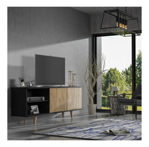 Masă TV/Dulap Franc 54 (lemn negru + pin atlantic)