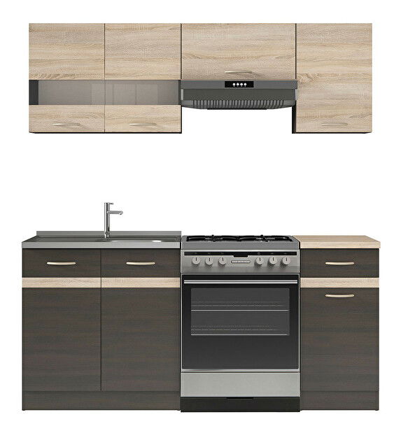 Kuchyňa BRW Junona line 180 cm (Dub sonoma + Wenge + Wenge + Dub sonoma)