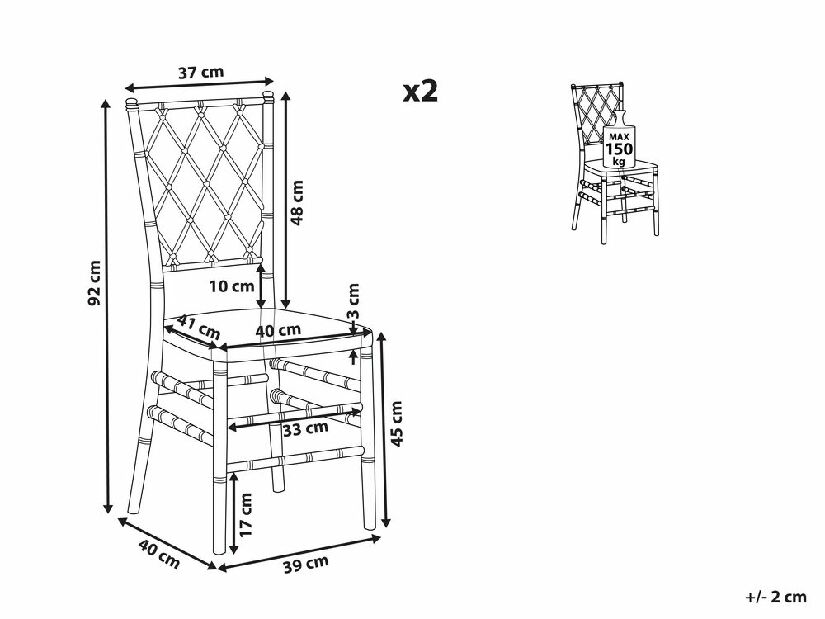 Set 2 buc. scaune de sufragerie CLARO (transparent)