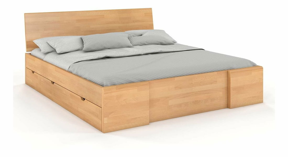 Manželská posteľ 180 cm Naturlig Blomst High Drawers (buk) (s roštom)