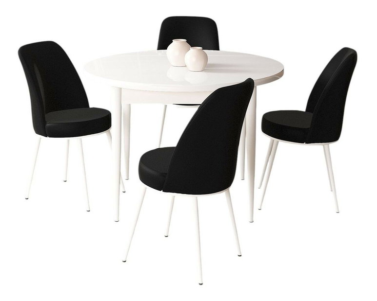 Set dining Torra (alb + negru) (pentru 4 persoane)