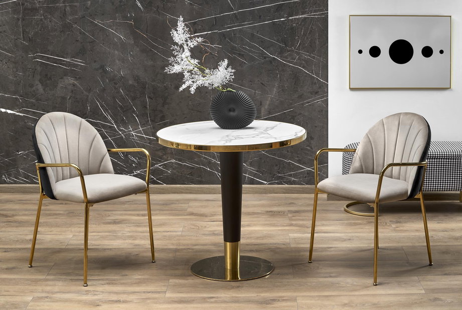 Étkezőasztal Marva (fehér márvány + fekete + arany)