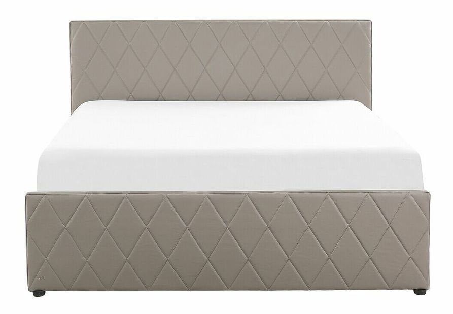 Bračni krevet 160 cm ROFARIO (siva) (umjetna koža) (s podnicom i prostorom za odlaganje)