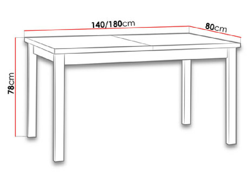 Rozkladací stôl Luca 80 x 140+180 II (dub grandson L) (biela)