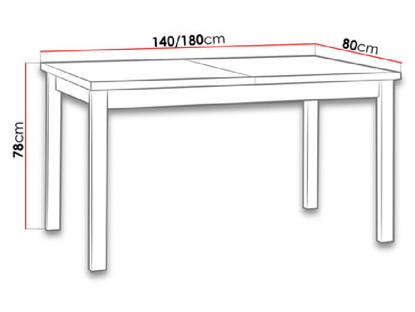 Rozkladací jedálenský stôl 140 cm Deasal 80 x 140/180 II (biela) (pre 6-8 osôb)