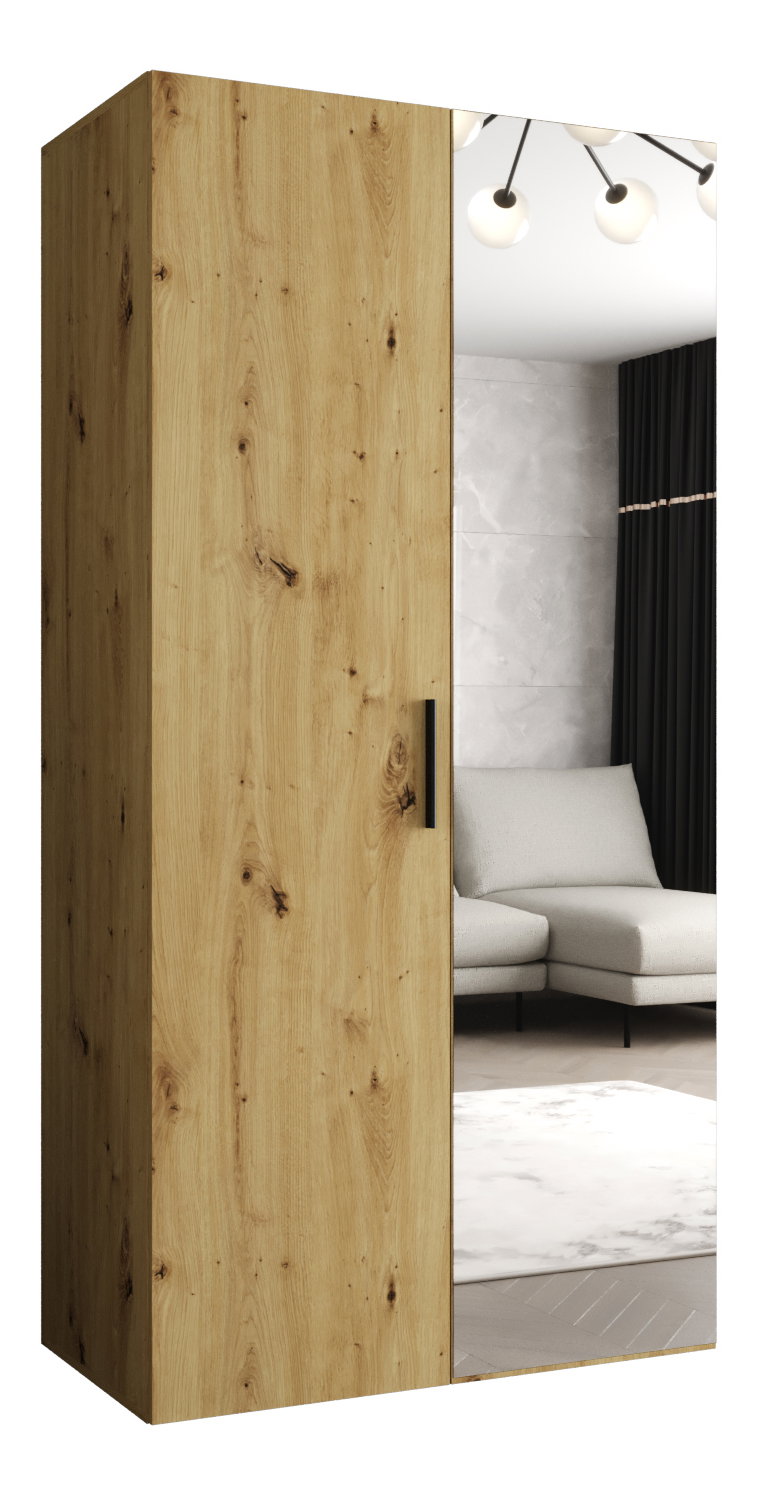 Dulap de haine 100 cm Borry 2 (Stejar artisan + Negru)