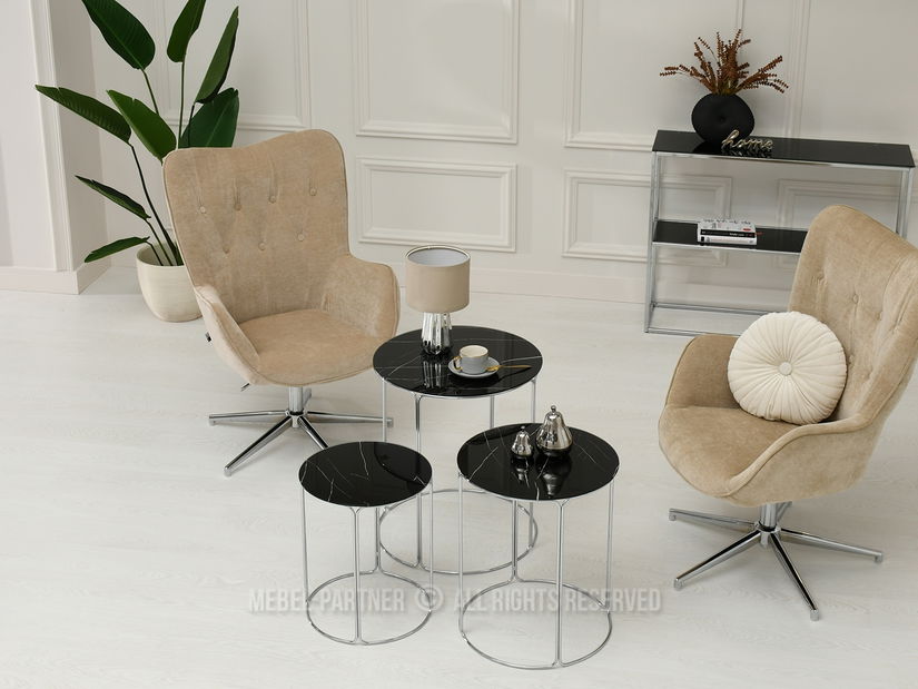 Konferenčný stolík Belianni Zest (čierny mramor + chrómová)